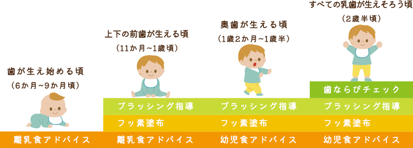 お子さんの成長段階に合わせた充実のケア内容